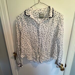 Maeve White Top with Navy Dots